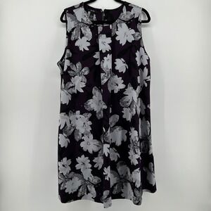 Alfani Purple Floral Sleeveless Shift Dress Plus Size 16 Back Zip Career Formal